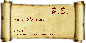 Puns Dénes névjegykártya
